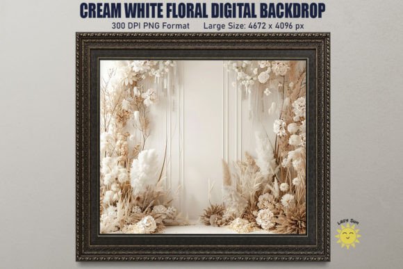 Cream White Floral Digital Backdrop Review