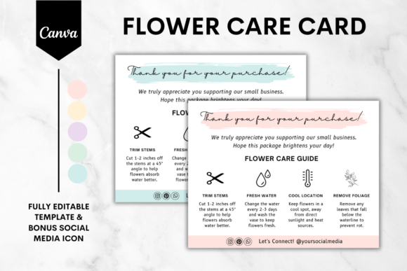 Custom Flower Care Card Canva Template 2 Review