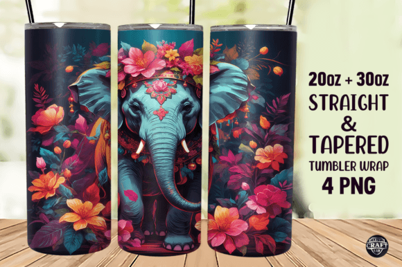 Elephant Floral Tumbler Wrap 20oz PNG Review