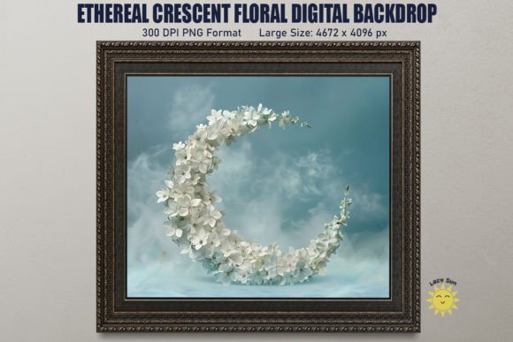 Ethereal Crescent Floral Backdrop PNG Review