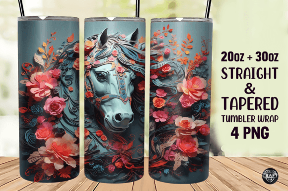 Paper Horse with Floral Tumbler Wrap PNG Review