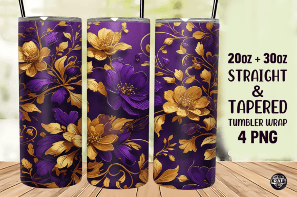 Purple Gold Floral Tumbler Wrap 20oz Review