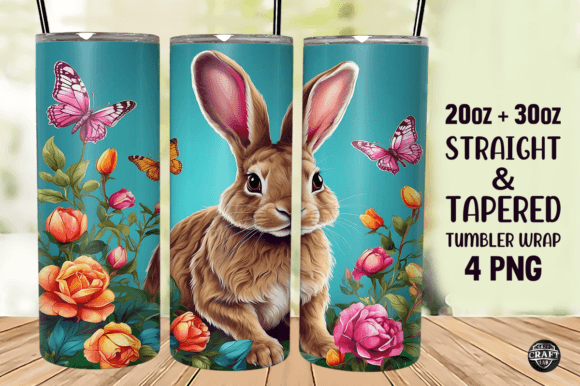 Rabbit with Floral Tumbler Wrap 20oz PNG Review