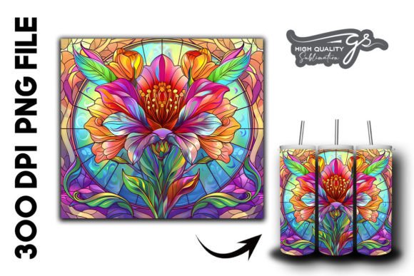 Stained Glass Floral Tumbler Wrap 39
